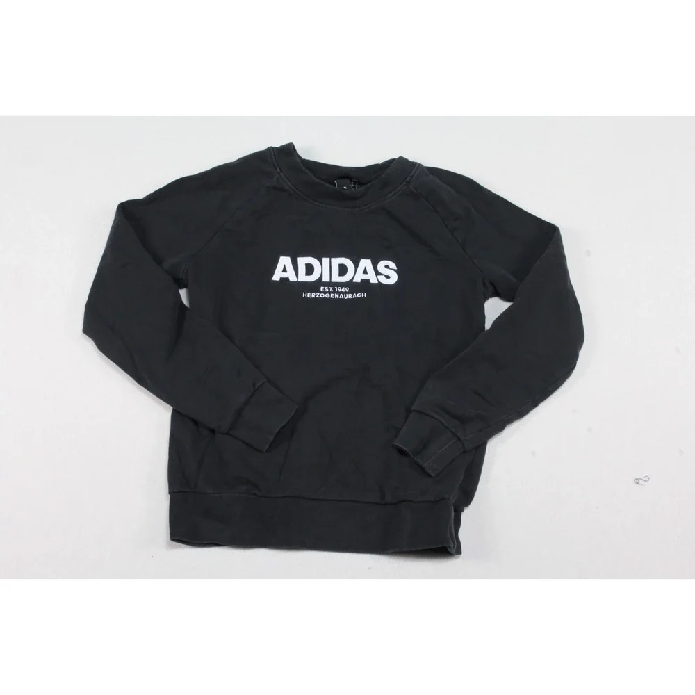 Adidas Boy Black Sweater Spell Out Long Sleeve Casual Size Small